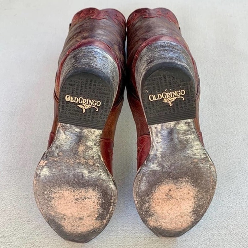 OLD GRINGO Brown Red Leather Tall Mid-Calf Cowgirl Cowboy Western Boots 7.5 - Picture 5 of 8